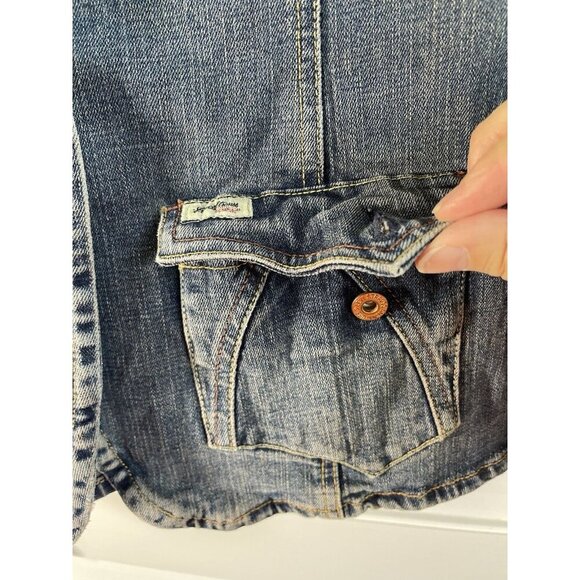 Vintage 90’s Levi Strauss Signature Women’s Blazer Jacket Stretch Denim Sz M - Picture 2 of 10